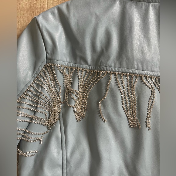 NWT COWGIRL RHINESTONE RICHES FAUX LEATHER JACKET - Picture 10 of 11